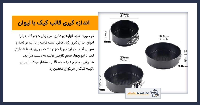 اندازه ‌گیری قالب کیک با لیوان