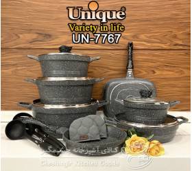 سرویس قابلمه گرانیتی یونیک 16 پارچه طوسی کلاسیک مدل UN-7767