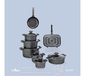 سرویس قابلمه 15 پارچه یونیک مدل دیاموند نقره ای UN-8521