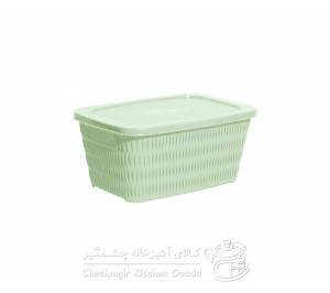 سبد بامبو مستطیل درب دار کوچک لیمون کد 16923 