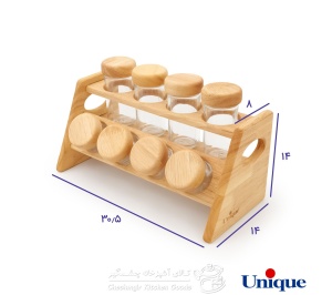 ست ادویه یونیک پایه دار چوبی 8 تایی UN-6122