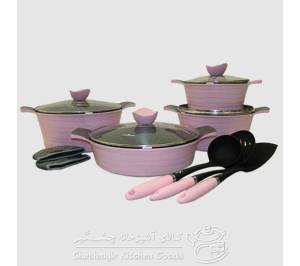سرویس قابلمه یونیک 11 پارچه صورتی لاین مدل UN-7727