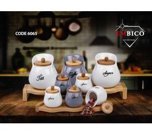 ست پا سماوری 8 پارچه یقه دار سرامیکی امبیکو کد 1700249