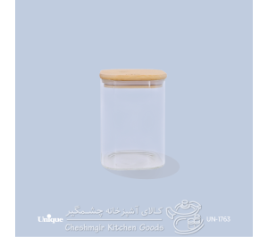 بانکه شیشه ای درب چوبی مربع یونیک UN-1763