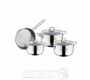 سرویس هفت پارچه استیل سوفرام درب شیشه ای مدل سافت - SOFT