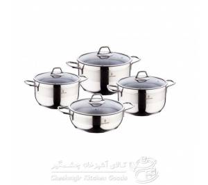 سرویس هشت پارچه استیل سوفرام درب شیشه ای مدل سافت - SOFT
