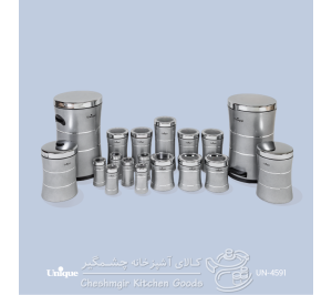 سرویس 18 پارچه کمر باریک خطی نقره ای استیل یونیک UN-4591