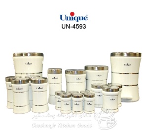 سرویس 18 پارچه کمر باریک خطی سفید استیل یونیک UN-4593