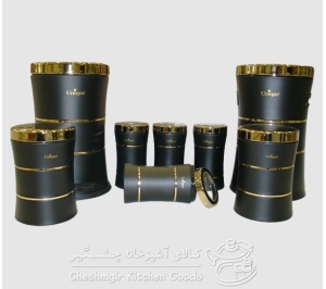 سرویس 8 پارچه کمرباریک خطی مشکی درب طلایی یونیک UN-4594