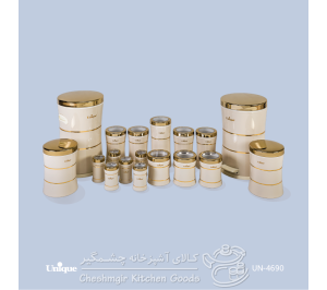 سرویس یونیک 18 پارچه کمرباریک خطی کرم طلا UN-4690