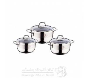 سرویس شش پارچه استیل سوفرام درب شیشه ای مدل سافت - SOFT