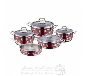 سرویس 9 پارچه استیل سوفرام مدل لاله زار قرمز - RED TULLIP