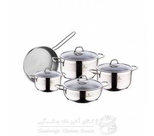 سرویس 9 پارچه استیل سوفرام درب شیشه ای مدل سافت - SOFT