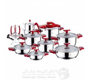 سرویس 22 پارچه استیل سوفرام مدل کاپون قرمز - KUPON