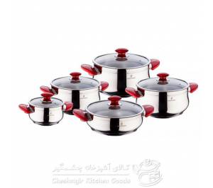 سرویس 10 پارچه استیل سوفرام مدل پرا قرمز - PERA
