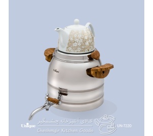 کتری و قوری استیل دسته چوبی شیردار 6 لیتر یونیک UN-7220