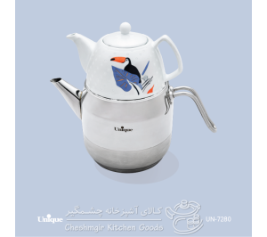 کتری کلاسیک استیل یونیک تک دسته با قوری کد UN_7280
