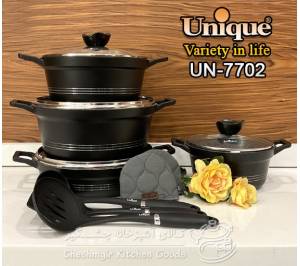 سرویس 11 پارچه مشکی کلاسیک یونیک مدل  UN-7702