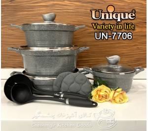 سرویس 11 پارچه طوسی نقره ای کلاسیک یونیک مدل UN-7706
