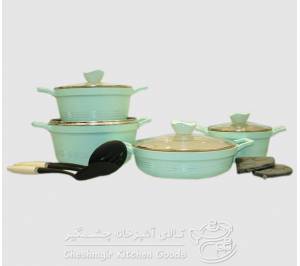 سرویس 11 پارچه سبزآبی کلاسیک یونیک مدل UN-7714