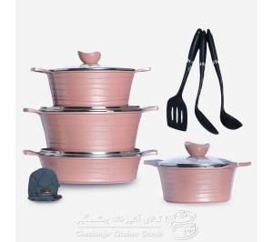 سرویس قابلمه یونیک 11 پارچه رز گلد لاین مدل UN-7723