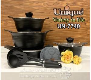 سرویس 11 پارچه مشکی رز یونیک مدل UN-7740