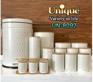 سرویس 19 پارچه آشپزخانه درب بامبو طرح لوزی یونیک کد UN_8092