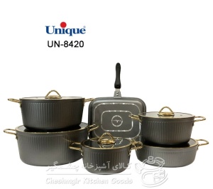 سرویس قابلمه یونیک فلورانس طوسی 12 پارچه درب فلت UN-8420