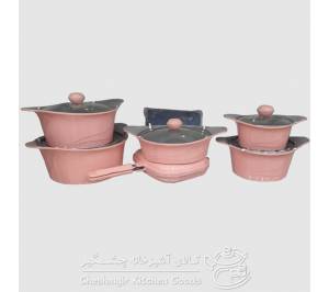 قابلمه یونیک گرانیت 15 پارچه صورتی مدل 8841-UN
