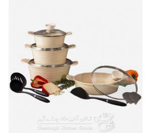 سرویس 11 پارچه قابلمه کرم لاین یونیک کد 7729