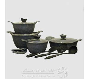 سرویس 11 پارچه طوسی نقره ای رز یونیک مدل UN-7744