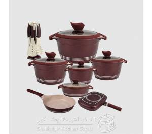سرویس قابلمه گرانیتی 19 پارچه یونیک بادمجانی مدل UN-8859