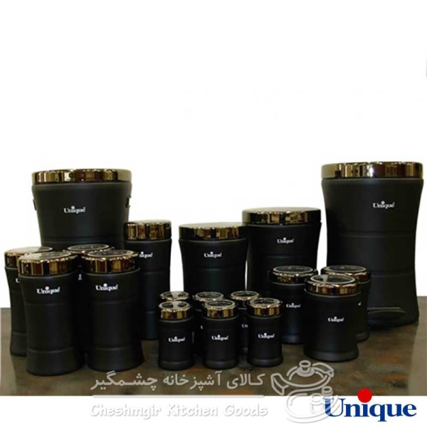 سرویس 18 پارچه کمر باریک خطی مشکی طلایی یونیک UN-4595