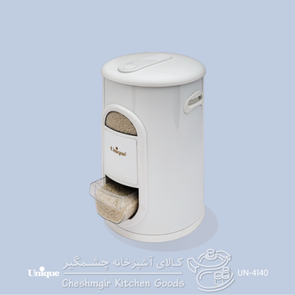 سطل برنج  10 کیلوگرمی پیمانه دار یونیک سفید کد UN-4140