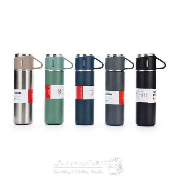 فلاسک مدل کادویی VACUUM FLASK SET گنجایش 0.5 لیتر به همراه لیوان