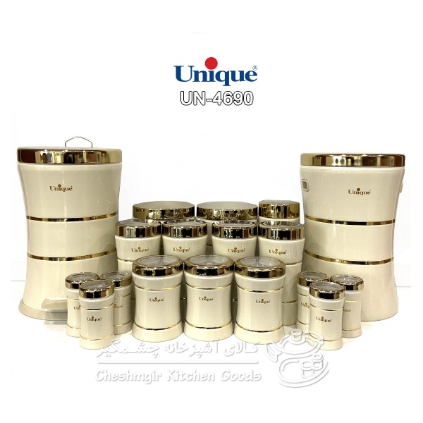 سرویس یونیک 18 پارچه کمرباریک خطی کرم طلا UN-4690