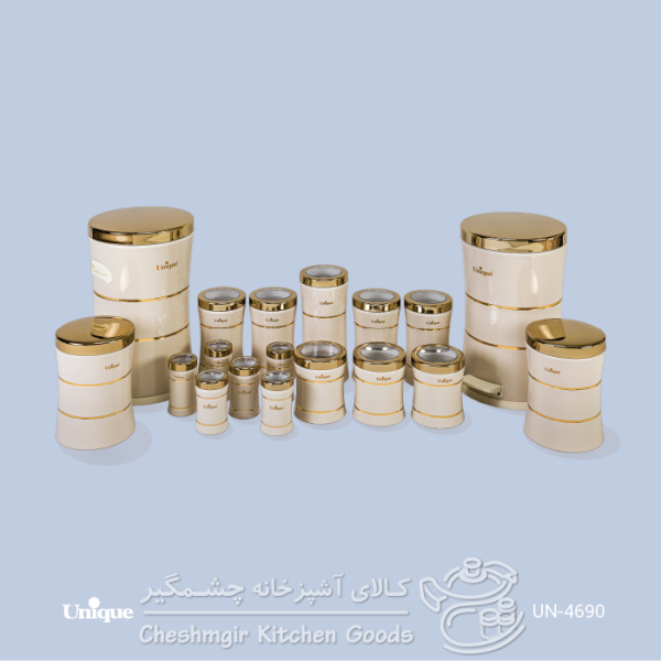 سرویس 18 پارچه کمر باریک سفید درب طلایی یونیک مدل UN-4615