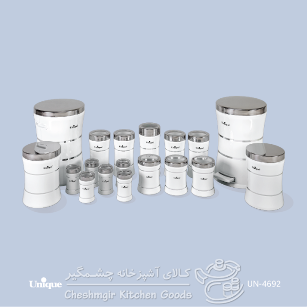 سرویس 18 پارچه کمر باریک خطی سفید استیل یونیک UN-4692