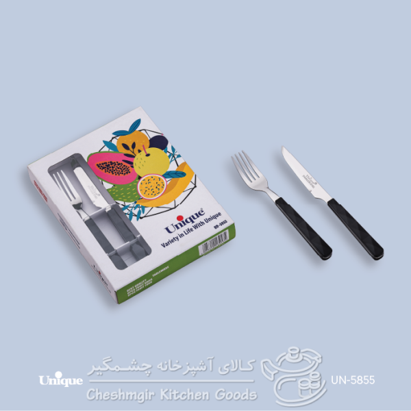 کارد و چنگال 12 پارچه یونیک دسته گرند UN-5855  