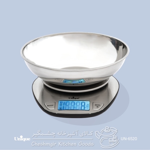 ترازوی آشپزخانه 5 کیلویی کاسه دار استیل یونیک کد UN-6520 