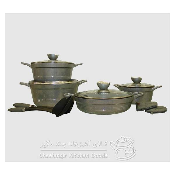 سرویس 11 پارچه طوسی نقره ای کلاسیک یونیک مدل UN-7706