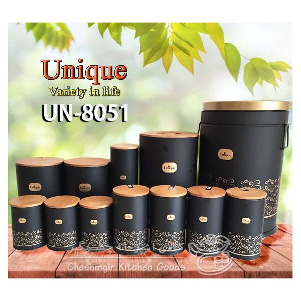 سرویس 12 پارچه آشپزخانه درب بامبو طرح مینیاتور یونیک کد UN_8051