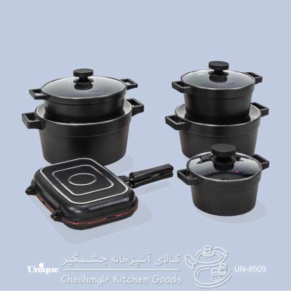 سرویس قابلمه یونیک دیاموند مشکی 12 پارچه UN-8509